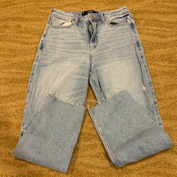 Hollister Womens Jeans 7R 28x27 Blue Ultra High Rise Vintage Straight Distressed - Picture 1 of 11